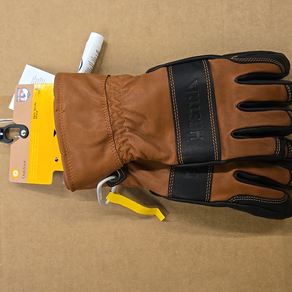 Hestra Tan and Black Leather Gloves